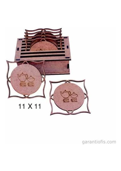 Hobi-Art L 267 Ham Ahşap Geometrik Tasarımlı Bardak Altlığı