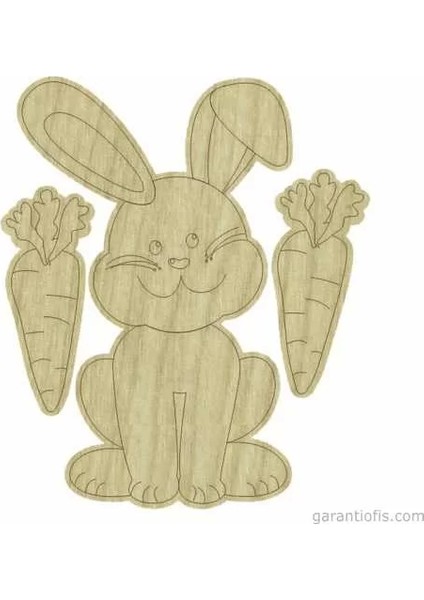 Hobi-Art Kd 268 Tavşan ve Havuç Figürlü Mini Ahşap Obje