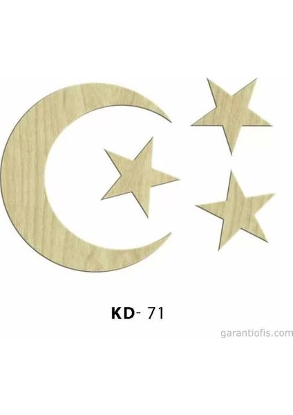 Hobi-Art Kd 71 - Ayyıldız Tasarımlı Dekoratif Mini Ahşap Obje