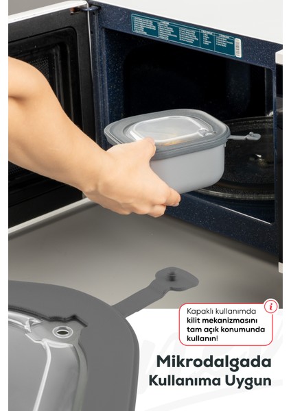 6lı 2X(600-1100-1800 Ml) Mikrodalga ve Difrize Uygun Vip Kapaklı Özel Saklama Kabı Seti Antrasit modelleri