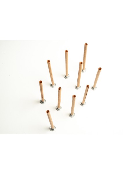 Dairesel model ahşap mum fitili ve yapışkanlı fitil sehpası 20 adet ( ø: 8mm x h:100 )