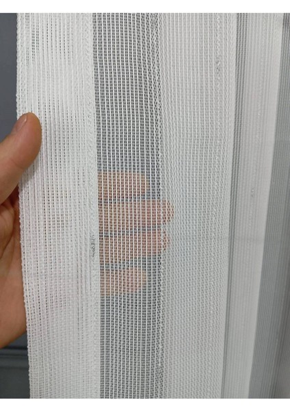 Keten Gümüş Silver Simli Varaklı Daho 2kat Pileli Tül Perde