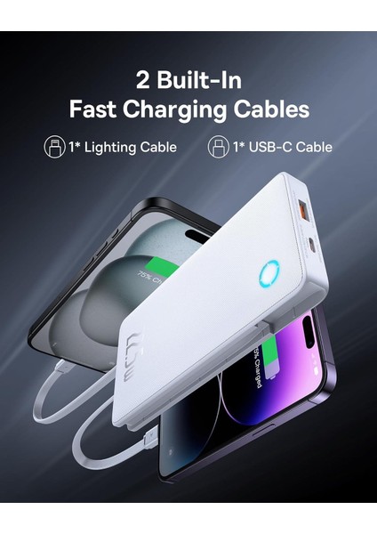 Airpow Lite Power Bank 10000 Mah 22.5W Entegre Type-C ve Lightning Kablolu - Siyah fırsatları