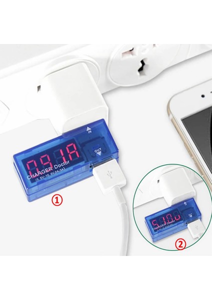 Usb Voltmetre Ampermetre Gösterge Şarj Doktor 5V 3A Taşınabilir Mini Akım Voltaj İzleyici Şarj Test Cihazı Kırmızı 7 Segment Ekran