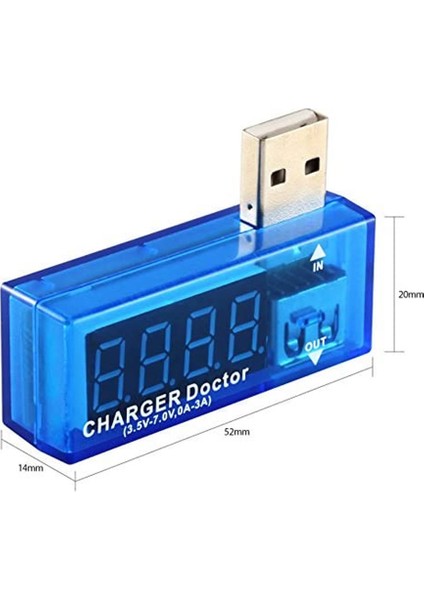 Usb Voltmetre Ampermetre Gösterge Şarj Doktor 5V 3A Taşınabilir Mini Akım Voltaj İzleyici Şarj Test Cihazı Kırmızı 7 Segment Ekran