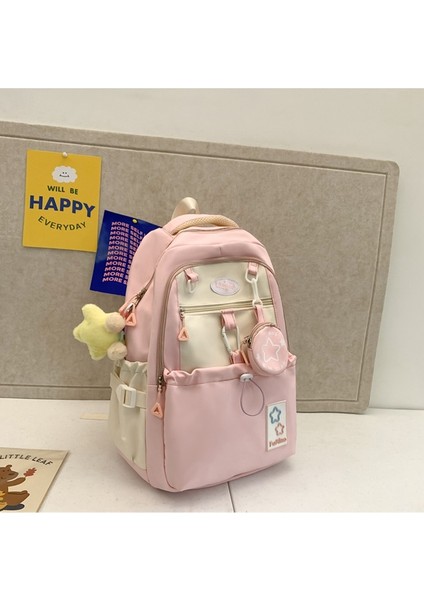 Ilk Ortaokul Öğrencileri Için Kontrast Dikişli Sırt Kolej Tarzı Çok Yönlü Gibi Sevimli Sırt Çantası (Yurt Dışından)