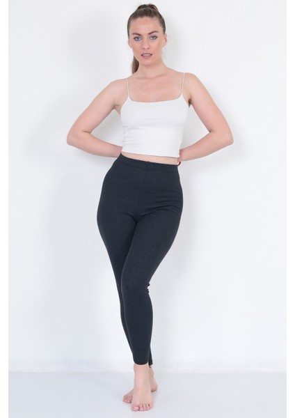 | Kışlık Termal Kadın Tayt ( Antrasit ) Renk Pamuklu
