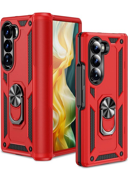 Samsung Galaxy Z Fold 6 Kılıf Tank Zırh Yüzüklü Mıknatıslı Standlı Kapak (Vega)