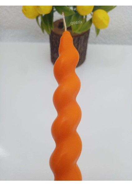 Turuncu Italyan Burgulu Şamdan Soya Mumu Doğal Kokulu Çubuk Konik Burgu Spiral Mum Dekoratif 1 Adet fiyatları