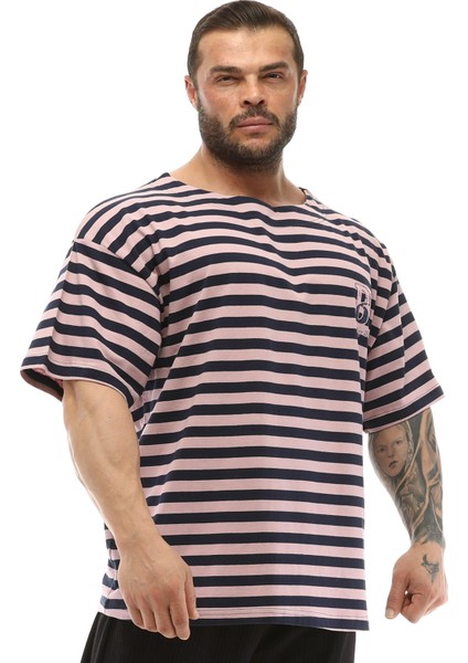 Çizgili Oversize Gym Tişört Big Sam 2525
