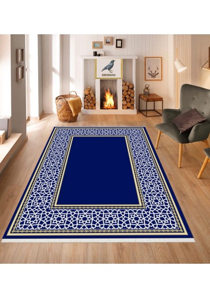 Kaymaz Taban Makinada Yıkanabilir Salon Halısı Mutfak Yuvarlak Halı Bohem Halı Yolluk