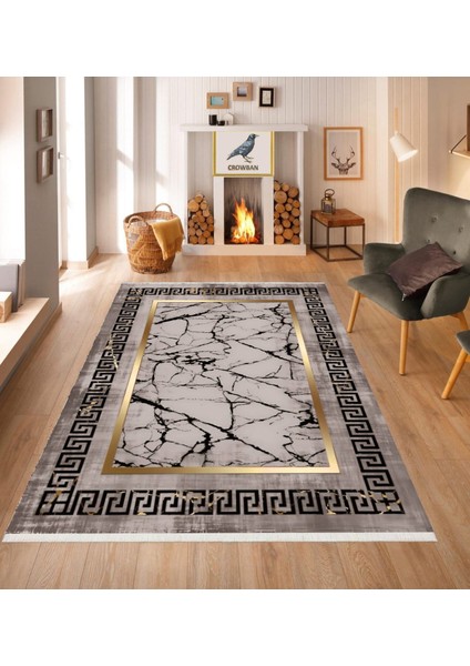 Kaymaz Taban Makinada Yıkanabilir Salon Halısı Mutfak Yuvarlak Halı Bohem Cool Halı Yolluk