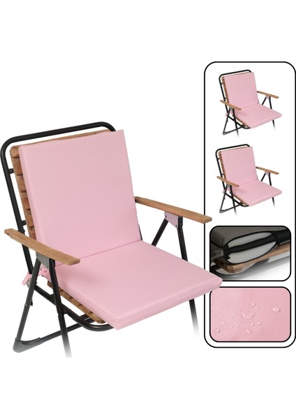 2'li Sandalye Minderi Su Itici Kumaş 40X40 cm Sünger Sırtlıklı Sandalye Minderi Bağcıklı Pembe fiyatları