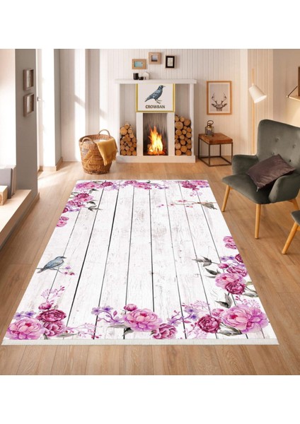 Kaymaz Taban Makinada Yıkanabilir Salon Halısı Mutfak Yuvarlak Halı Bohem Cool Halı Yolluk