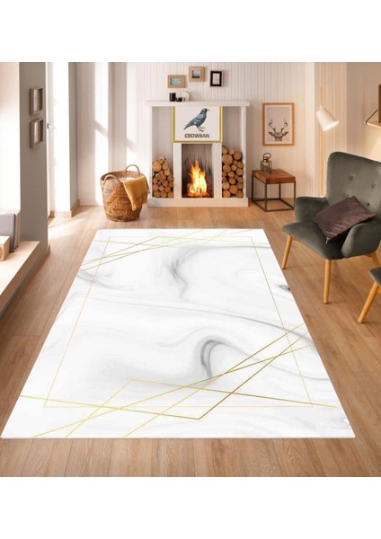 Kaymaz Taban Makinada Yıkanabilir Salon Halısı Mutfak Yuvarlak Halı Bohem Cool Halı Yolluk