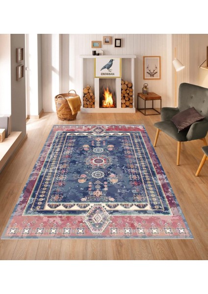 Crowban Kaymaz Taban Makinada Yıkanabilir Salon Halısı Mutfak Yuvarlak Halı Bohem Cool Halı Yolluk