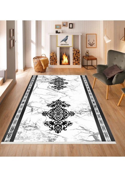 Crowban Kaymaz Taban Makinada Yıkanabilir Salon Halısı Mutfak Yuvarlak Halı Bohem Cool Halı Yolluk