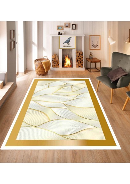 Kaymaz Taban Makinada Yıkanabilir Salon Halısı Mutfak Yuvarlak Halı Bohem Cool Halı Yolluk