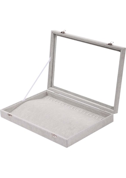 Kolye Düzenleyici Vitrin Kutusu Şeffaf Kapaklı Kilitlenebilir Mücevher Sergileme Gri (Yurt Dışından) modelleri