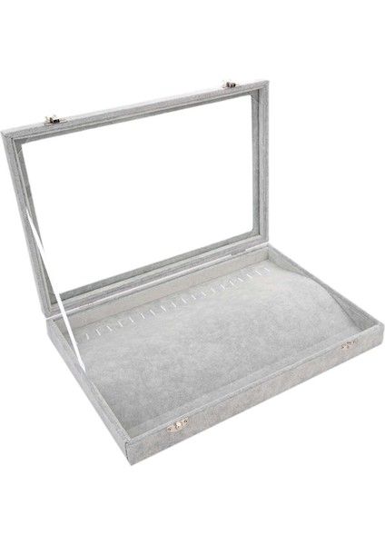 Kolye Düzenleyici Vitrin Kutusu Şeffaf Kapaklı Kilitlenebilir Mücevher Sergileme Gri (Yurt Dışından) fırsatları