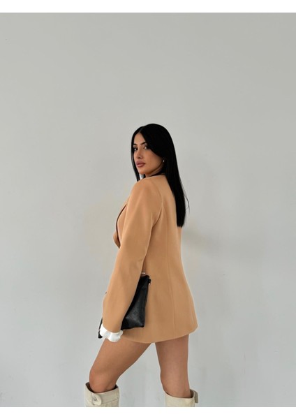 Double Kumaş Taş Detaylı Ceket - Camel indirimleri