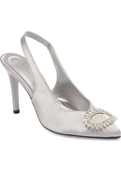 Gri Vegan-Tekstil Kadın Stiletto - K24I1AY67328-A14 Gri