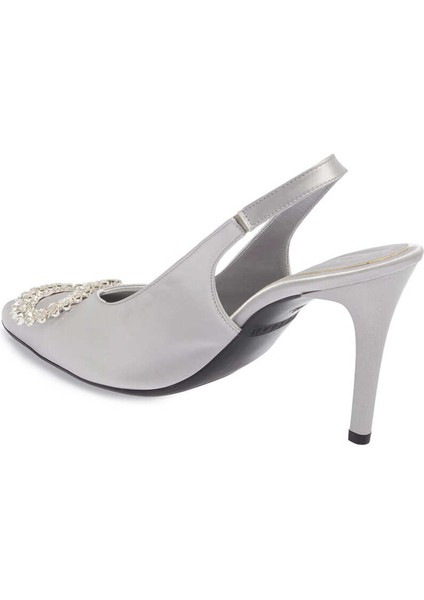 Gri Vegan-Tekstil Kadın Stiletto - K24I1AY67328-A14 Gri
