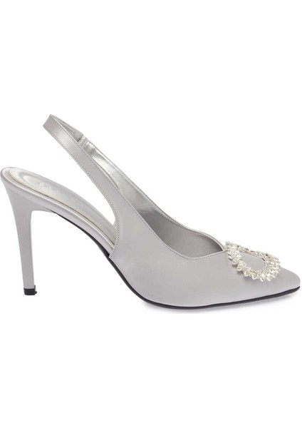 Gri Vegan-Tekstil Kadın Stiletto - K24I1AY67328-A14 Gri