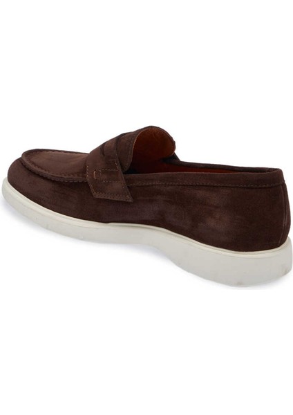 Kahve Süet Deri Erkek Loafer E24I1AY56785-B85 Kahve