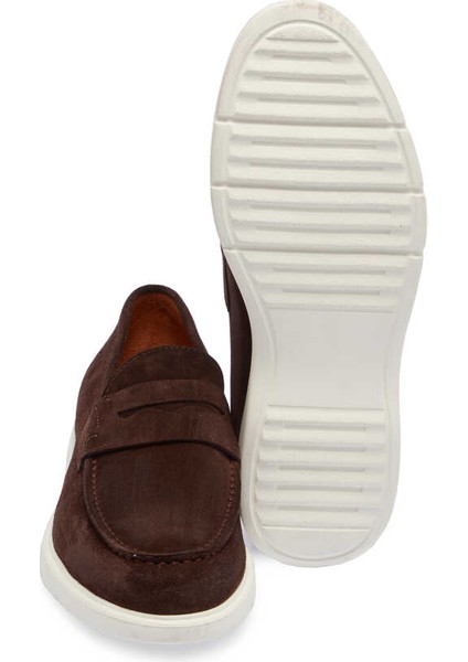 Kahve Süet Deri Erkek Loafer E24I1AY56785-B85 Kahve
