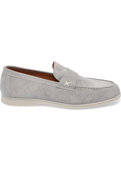 Gri Süet Deri Erkek Loafer - E24I1AY56788-K56 Gri