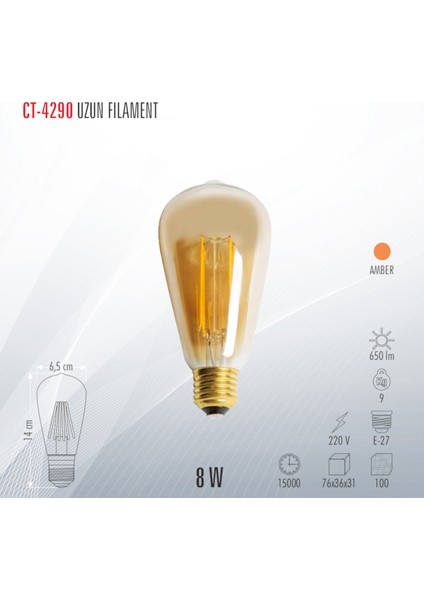 CT-4290 Uzun Fılament LED Ampul
