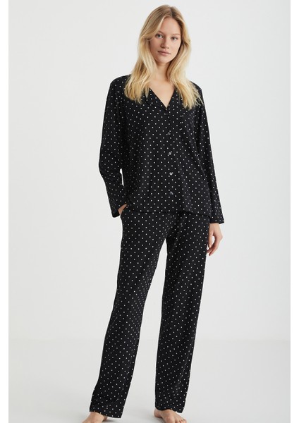 Polka Düğmeli Pijama Takımı