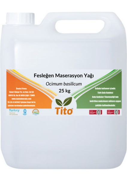 Fesleğen Maserasyon Yağı Ocimum Basilicum 25 kg