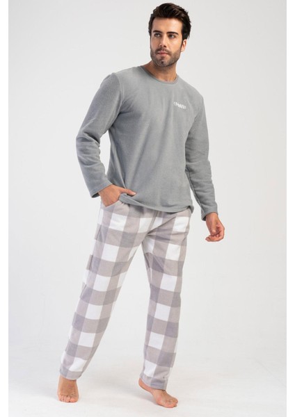 Erkek Uzun Kol Polar Füme Pijama Takım C5T7N0O304