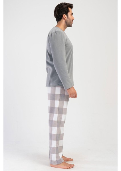 Erkek Uzun Kol Polar Füme Pijama Takım C5T7N0O304