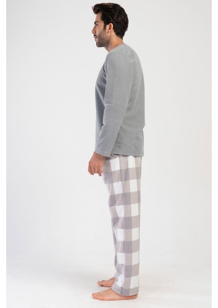 Erkek Uzun Kol Polar Füme Pijama Takım C5T7N0O304
