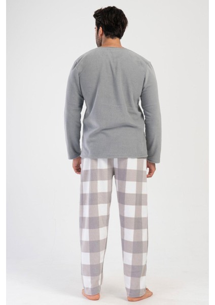Erkek Uzun Kol Polar Füme Pijama Takım C5T7N0O304
