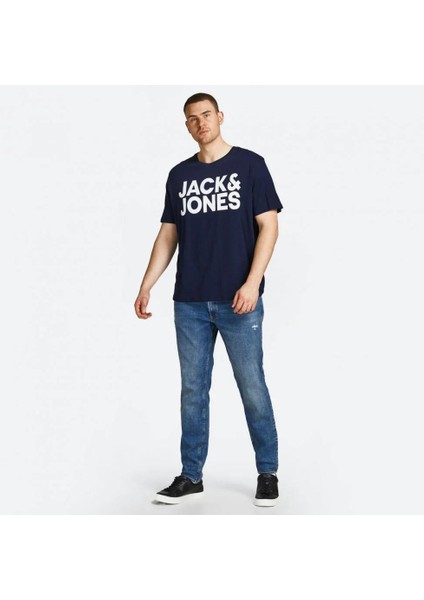 Jack&jones 12158505 Kalın Jack&jones Yazı 0 Yaka Kısa Kol Tshırt Lacivert-8xl