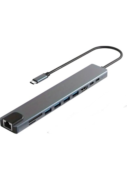 10IN1TYPE C Hub Çevirici 4*usb 3.0/kart Okuyucu/ 4K Hdmi/ Gigabyte ETHERNET/100W Pd Şarj