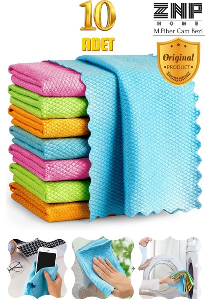 Clean | Microfiber 40x40 cm 10'lu Baklava Desen Cam Temizlik Bezi