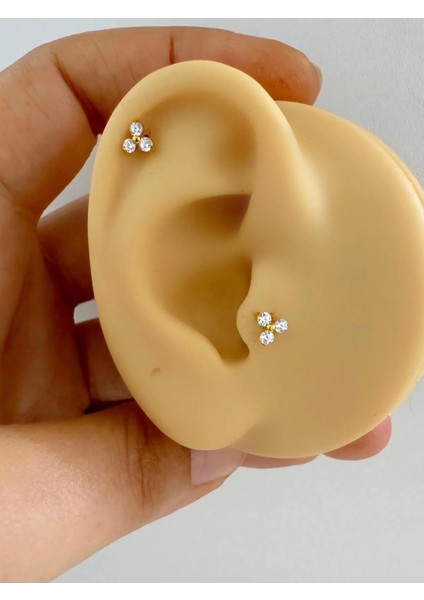 1 Adet G23 Titanium ( Titanyum ) Zirkon Taşlı Tragus Helix Conch Lobe Uyumlu Piercing