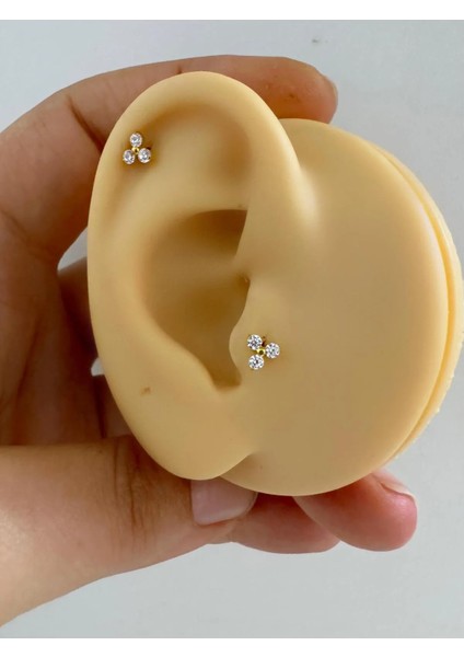 1 Adet G23 Titanium ( Titanyum ) Zirkon Taşlı Tragus Helix Conch Lobe Uyumlu Piercing