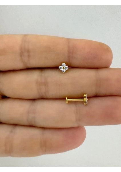 1 Adet G23 Titanium ( Titanyum )Çiçek Model Tragus Helix Conch Lobe Uyumlu Piercing