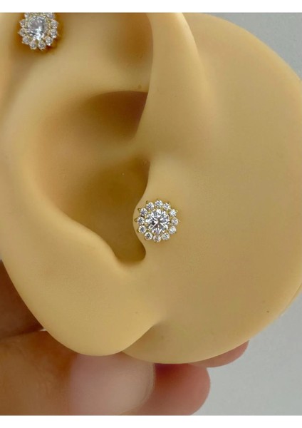 1 Adet G23 Titanium ( Titanyum )Çiçek Model Tragus Helix Conch Lobe Uyumlu Piercing