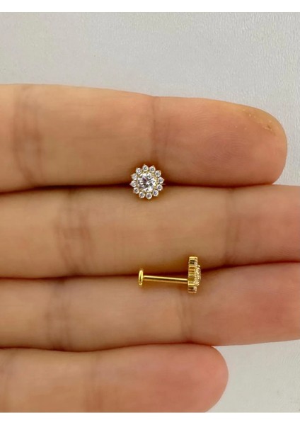 1 Adet G23 Titanium ( Titanyum )Çiçek Model Tragus Helix Conch Lobe Uyumlu Piercing