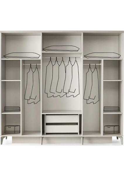 Atina Gardırop-Mdf-Aytaşı-230x58x210cm-6 Kapak-Aynalı Kapak-Ücretsiz Nakliye Ve Montaj fiyatları