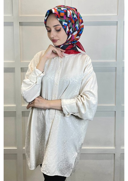 Shecarf Quare Rayon Eşarp - Desenli Avangard Eşarp - Dijital Baskı - Kadın Tesettür 01102