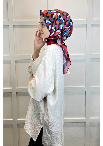 Shecarf Quare Rayon Eşarp - Desenli Avangard Eşarp - Dijital Baskı - Kadın Tesettür 01102 fiyatları