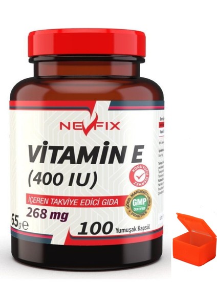 Vitamin E 100 Kapsül + Hap Kutusu